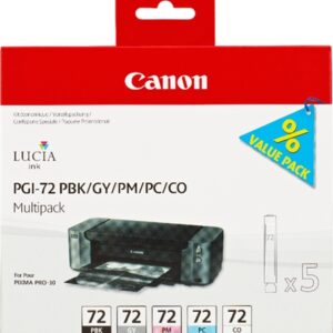 Canon PGI72 Pack de 5 Cartuchos de Tinta Originales - Negro Photo. Gris. Magenta Photo. Cyan Photo. Optimizador - 6403B007