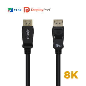 Aisens Cable Displayport Certificado V1.4 8K@60hz - DP/M-DP/M - 0.5m - Color Negro