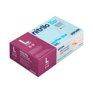 Santex Nitriflex Blue Pack de 100 Guantes de Nitrilo para Examen - 3.5 gramos - Sin Polvo - Libre de Latex - No Esteriles - Color Azul