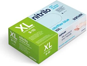 Santex Nitriflex Blue Pack de 100 Guantes de Nitrilo para Examen - 3.5 gramos - Sin Polvo - Libre de Latex - No Esteriles - Color Azul