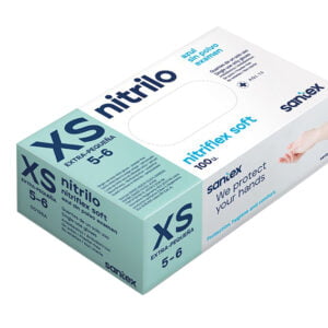 Santex Nitriflex Soft Pack de 100 Guantes de Nitrilo AQL 1.5 - 3 gramos - Sin Polvo - Libre de Latex - No Esteriles - Color Azul