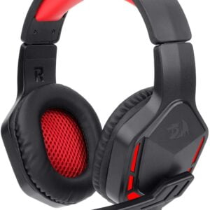 Redragon H220 Themis Auriculares Gaming con Microfono - Iluminacion Roja - Diadema Ajustable - Almohadillas Acolchadas - Control en Auricular - Cable de 2m